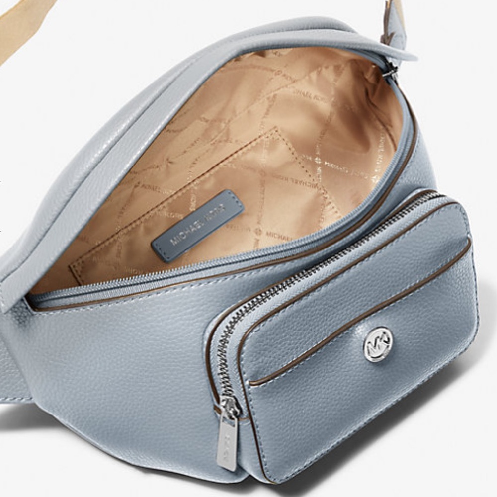 Michael Kors Maisie Large Pebbled Leather 2-in-1 Sling Pack Crossbody Pale Blue - Picture 3 of 3